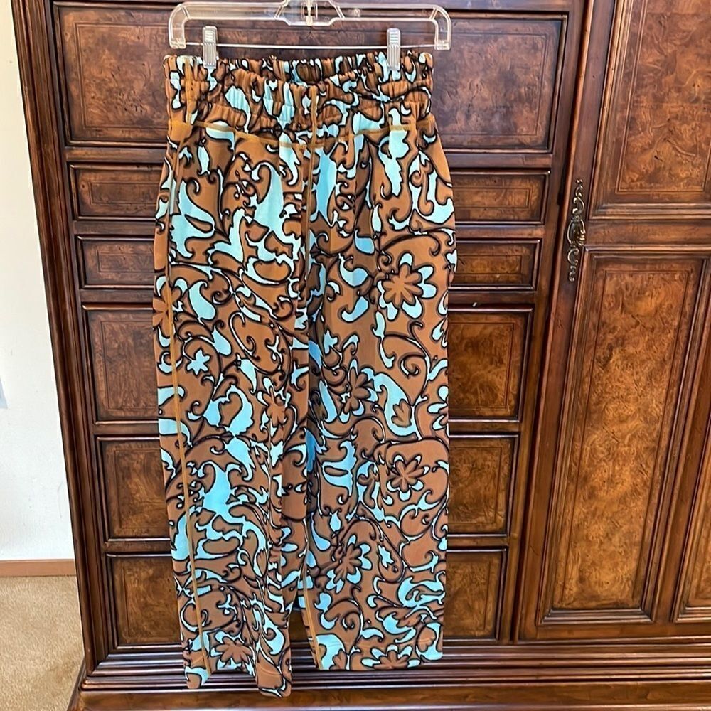Marc Jacobs Blue Multi blue and brown  printed elastic waist pants